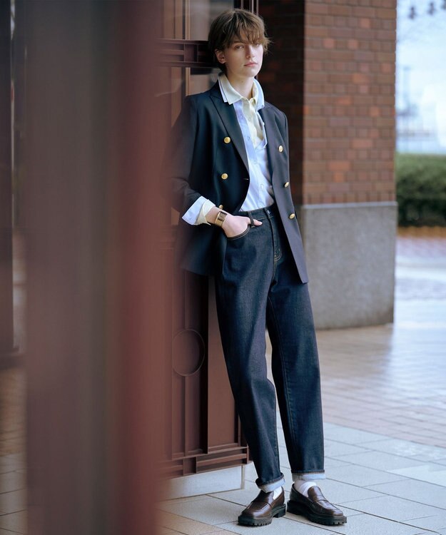 J.PRESS LADIES L オックス ダブル テーラードジャケット ネイビー系