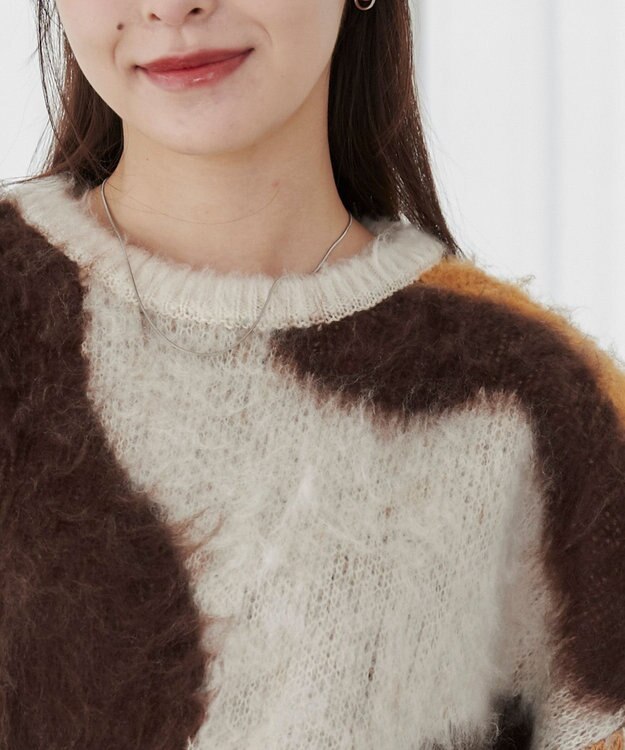 WEGO 【ユニセックス着用ITEM】マーブルシャギーニットプルオーバー ブラウン