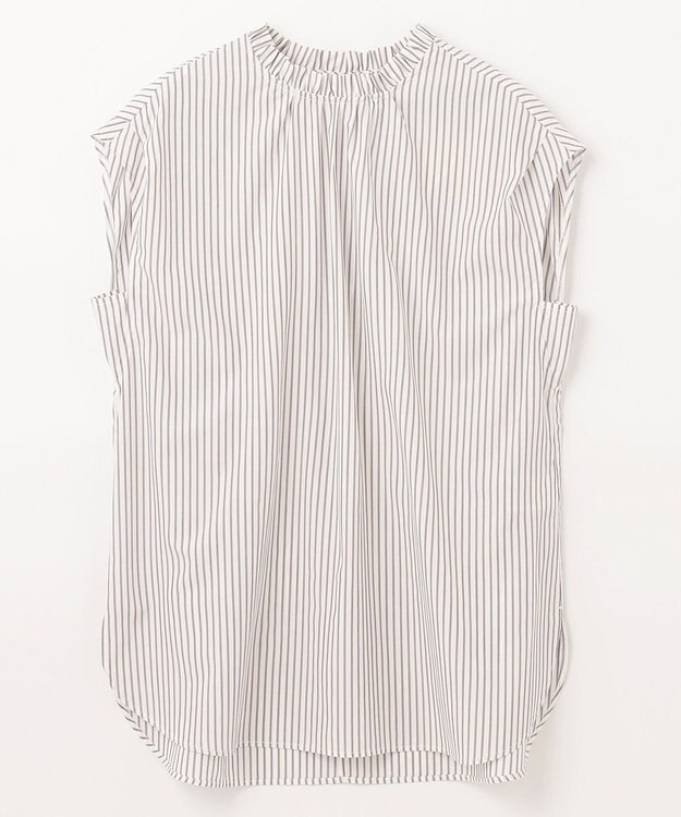 ANY 【UVカット/吸水速乾/抗菌防臭】エニィファンクション ノースリブラウス オフ×ブラウンストライプ