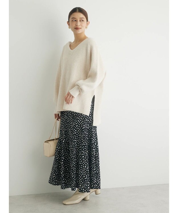 Green Parks ・Ｐｅｔｉｔ　Ｆｌｅｕｒ　両Ｖネックニットチュニック Off White