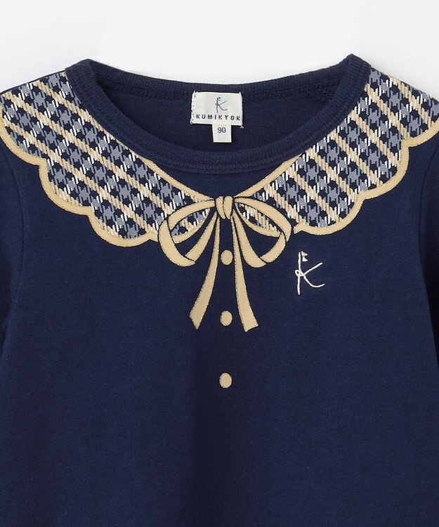 組曲 KIDS 【80-100㎝】トロンプルイユロン Tシャツ ネイビー系