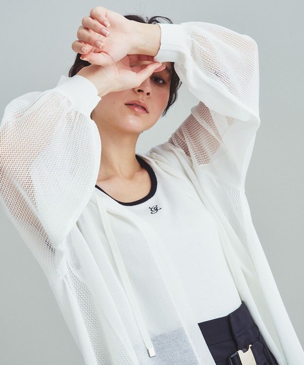 GRACE CONTINENTAL メッシュニットフーディー ホワイト