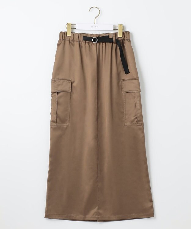 ANY SIS 【WEB・一部店舗限定】サテンカーゴ スカート カーキブラウン