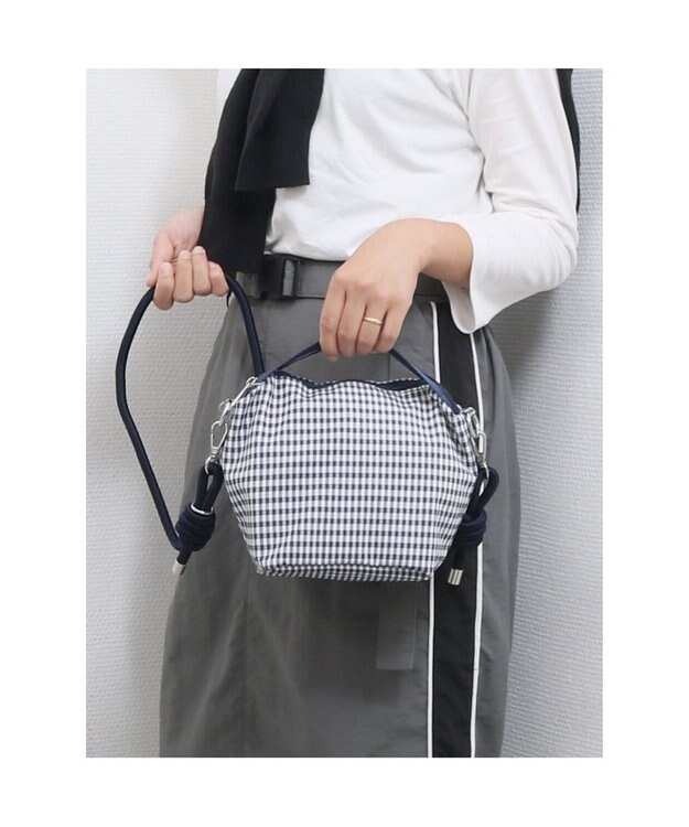 UNBILLION VERYコラボ カシュカシュ cachecache / ナイロンドローコード2wayショルダー ネイビーミックス