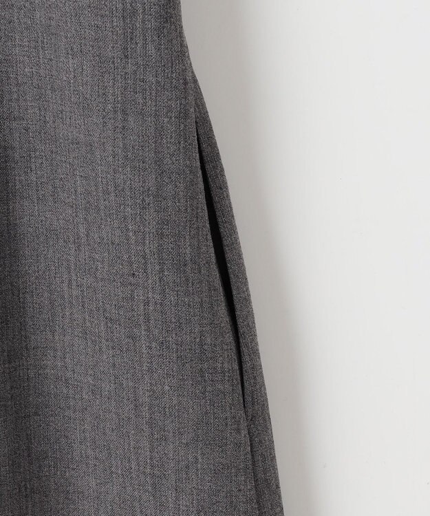 自由区 S 【洗える】ウールミックスストレッチツイル ワンピース ライトグレー系