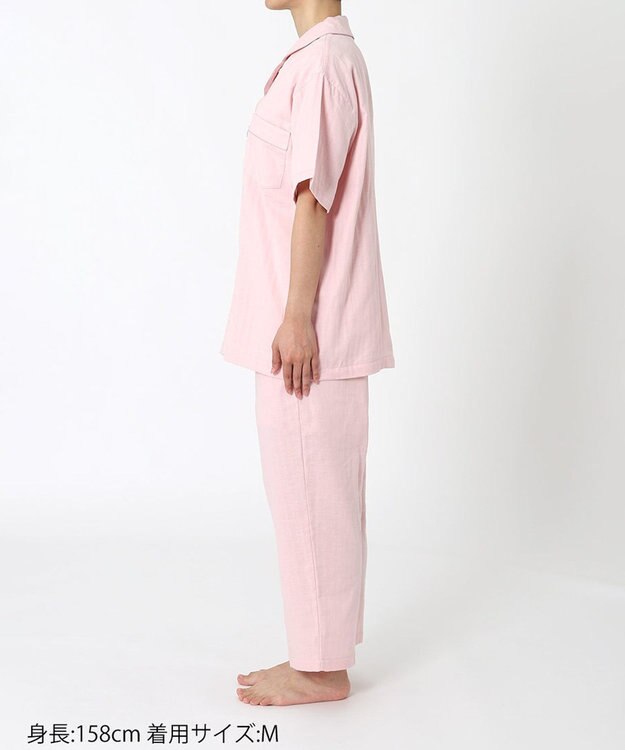 ワコール／睡眠科学 パジャマ 5分袖 半袖 9分丈 綿100%(天綿)(本体) レディース YDT144 睡眠科学／ワコール ピンク