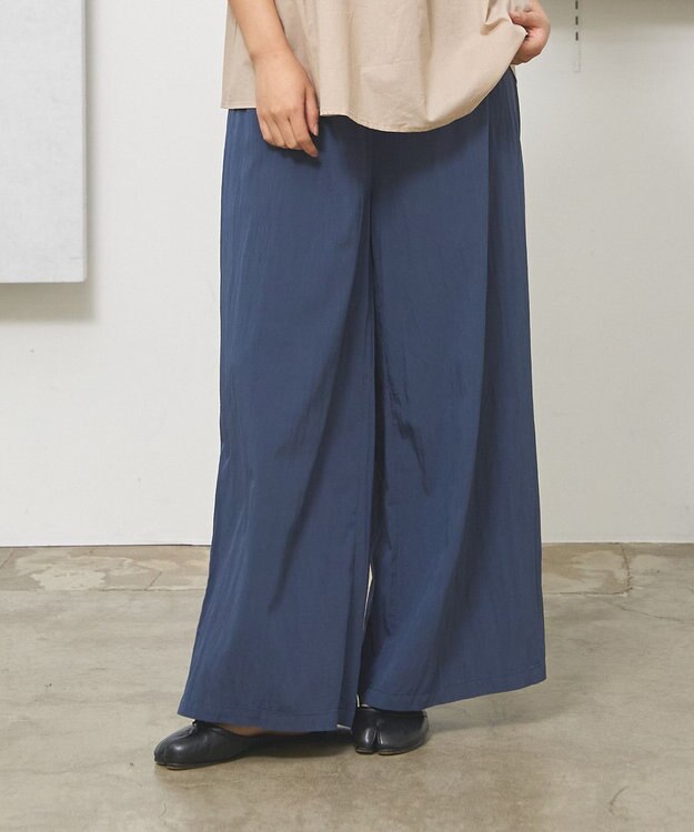 J.PRESS YORK STREET 【WOMEN】ワッシャーリラックス ワイドパンツ ネイビー系