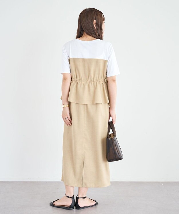 Green Parks 異素材ドッキングワンピース Beige