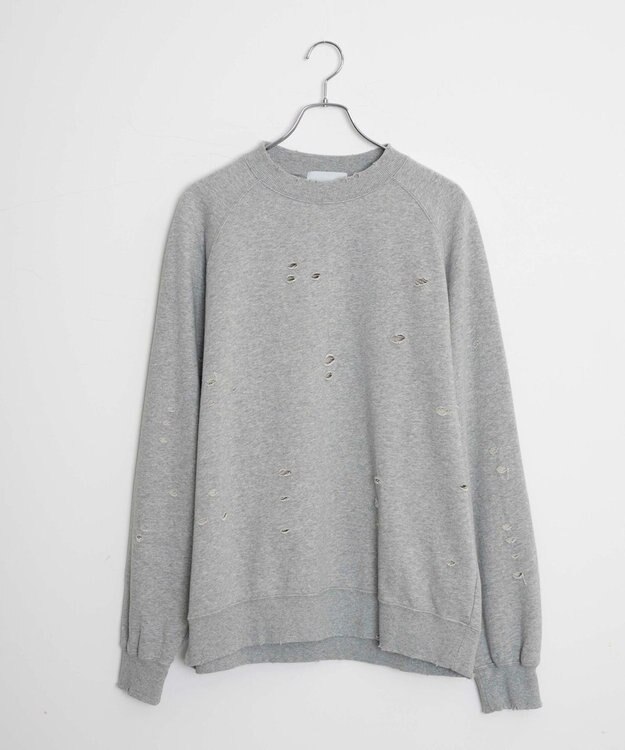 WEGO ダメージプルオーバースウェット 杢グレー