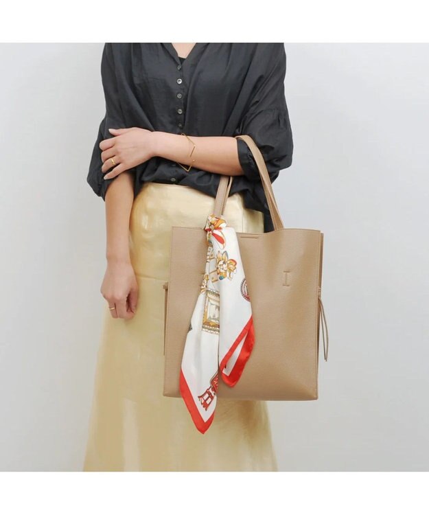 UNBILLION cachecache ビッグスカーフ付きサイド結びトート オーク