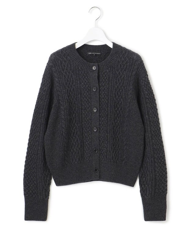 23区 S 【洗える】カシミヤブレンド ケーブルニットカーディガン グレー系