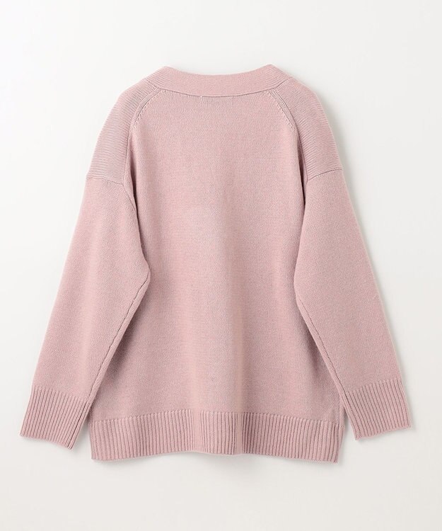 ANY 【洗濯機可】ラムウールVネック カーディガン ピンク