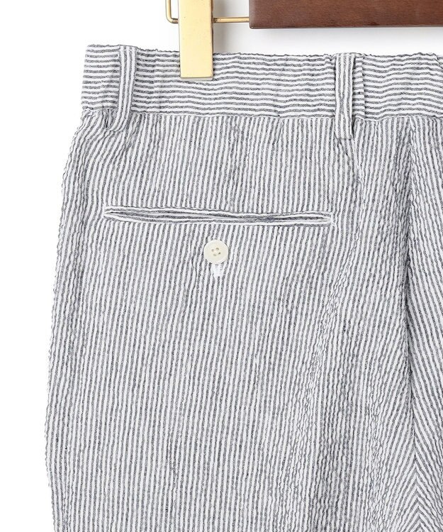 J.PRESS MEN ストレッチリネンサッカー パンツ ネイビー系1