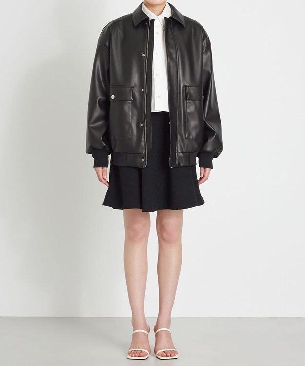 NAVE 【Nave】フェイクラムスキン ブルゾン ブラック系