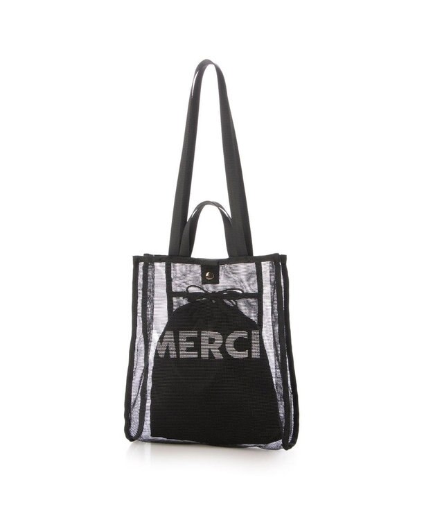 UNBILLION カシュカシュ cachecache / オーバープリントメッシュ2ハンドルトート ブラック