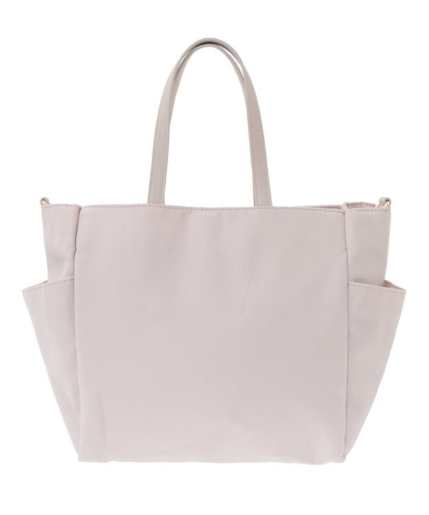 Maison de FLEUR 撥水加工リボンチャームマルチポケットトートS Grayish Pink