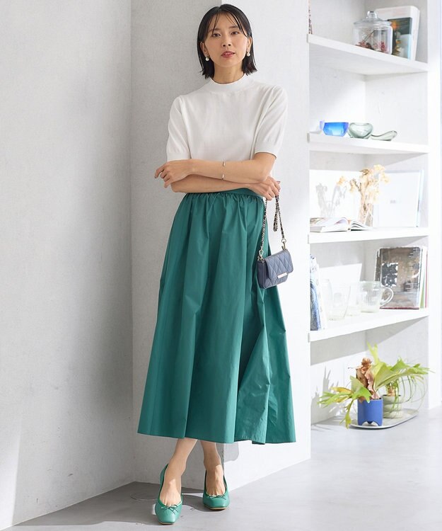 23区 【洗える】ルミエールタフタ フレアスカート ダークグリーン系