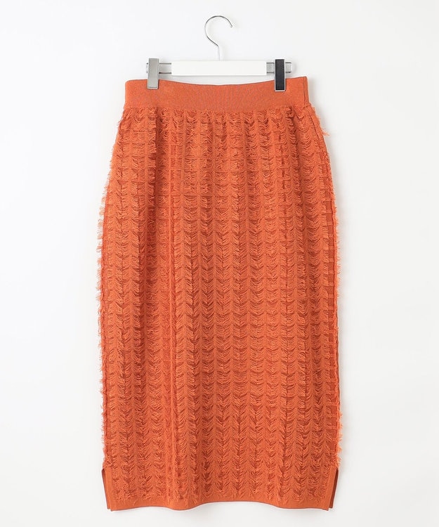 自由区 L 【セットアップ対応・洗える】シアーカットジャカード スカート グラムレッド