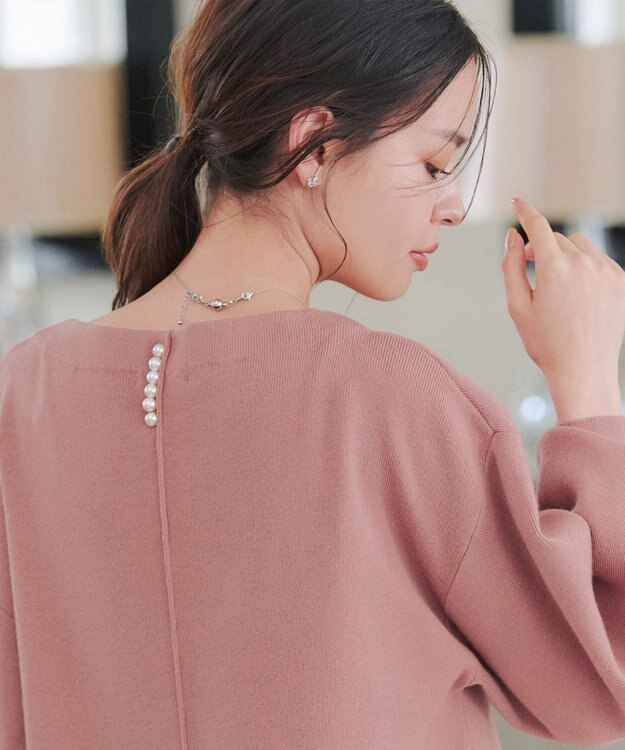 Tiaclasse L 【安田美沙子さん着用・洗える】ボリュームパフスリーブニットチュニック ピンク