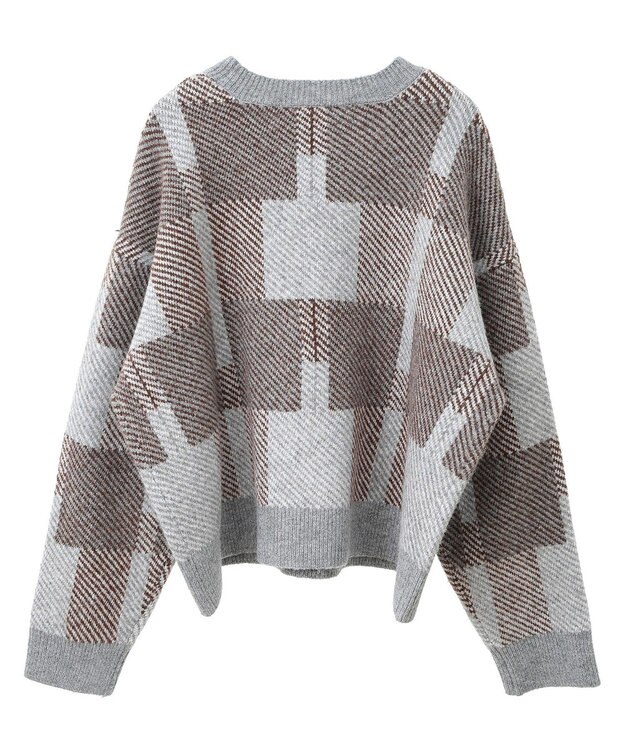 CRAFT STANDARD BOUTIQUE 洗える/チェック柄ニットプルオーバー Brown
