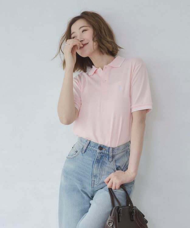 WEGO 【26年春夏新カラー登場/ユニセックス着用ITEM/SMLサイズ展開】U.S. POLO ASSN.別注ラインポロシャツ ライトピンク
