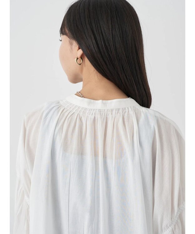 earth music&ecology コットンボイルギャザーワンピース Off White