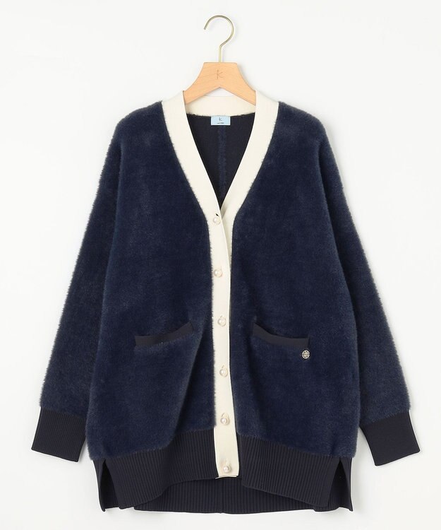 組曲 ナイロンファーニット カーディガン ネイビー系