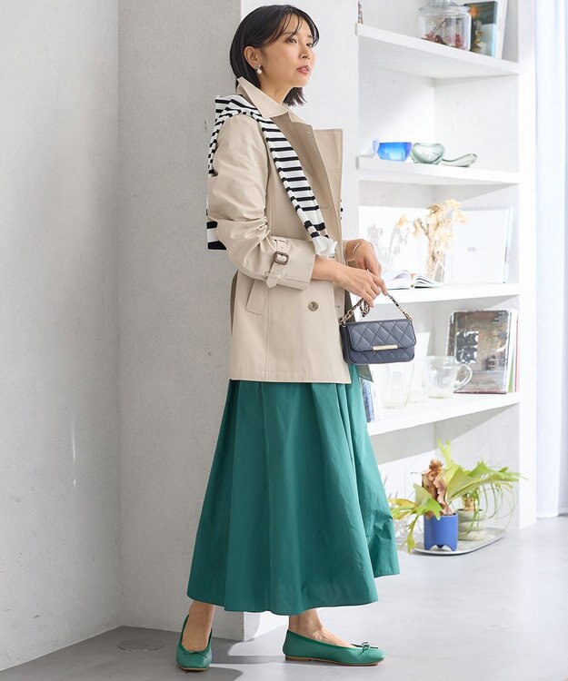 23区 コットンポリエステルギャバジン ショート トレンチコート ベージュ系