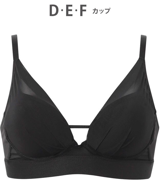 WACOAL ノンワイヤーブラ 【重力ケアブラ】 バストを重力から守る まる胸をキープ サイドのラインすっきり Gカップまで対応 大きいサイズ レディース BXB114 /ワコール ブラック