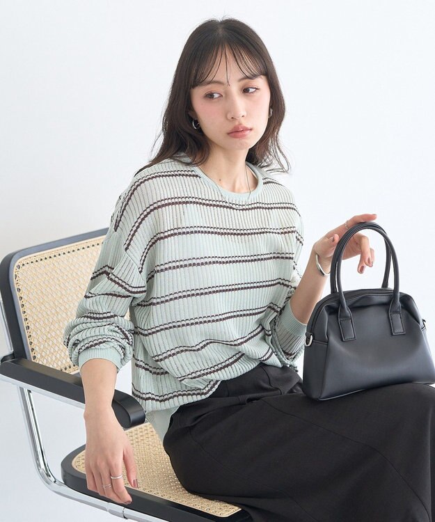 earth music&ecology ボーダーニットプルオーバー Mint