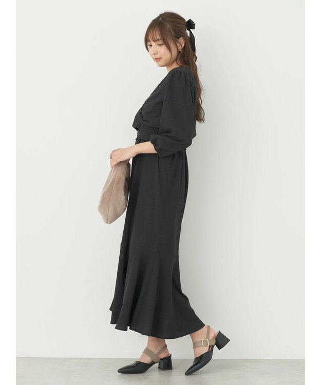 earth music&ecology ＳＥＴ２点カシュクールプルオーバー＋ワンピース Black