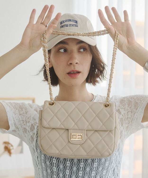 WEGO 【ANGIE VINTAGE】キルティングショルダーBAG ベージュ