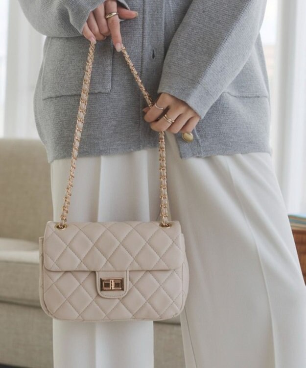 WEGO 【ANGIE VINTAGE】キルティングショルダーBAG ベージュ