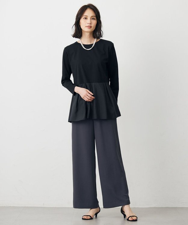 J.PRESS LADIES L 【WEB限定カラーあり】レイヤードジャージー フレア カットソー 【WEB限定カラー】ブラック系