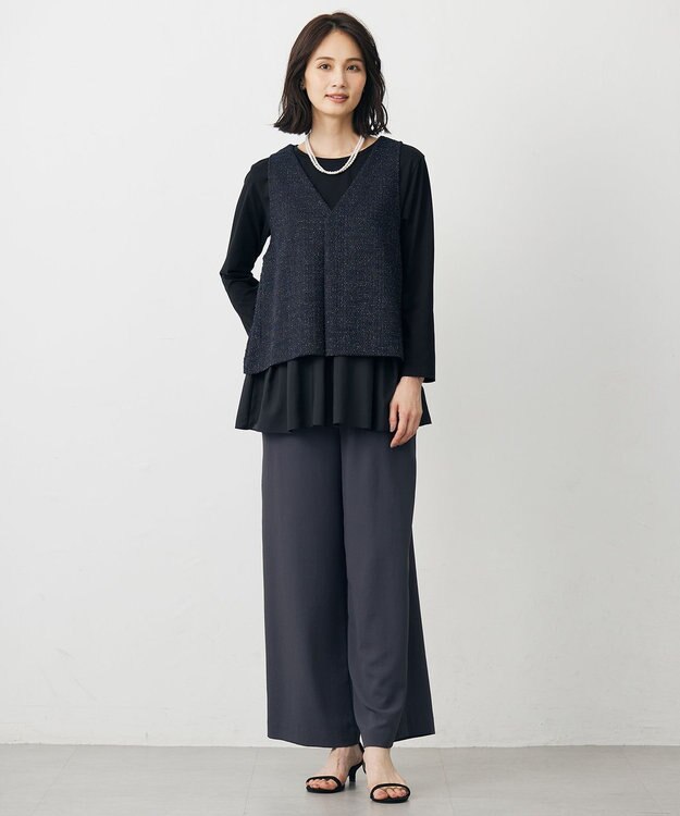 J.PRESS LADIES L 【WEB限定カラーあり】レイヤードジャージー フレア カットソー 【WEB限定カラー】ブラック系