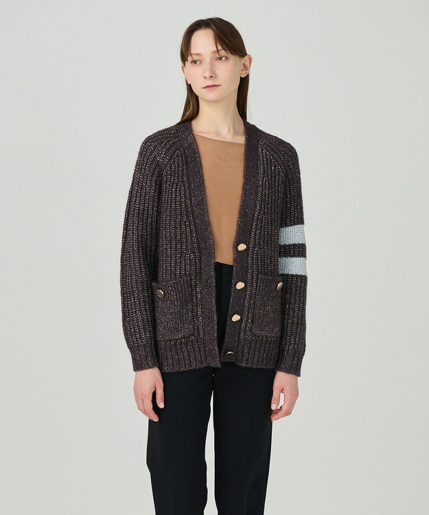 GRACE CONTINENTAL ラメニットカーディガン ブラウン