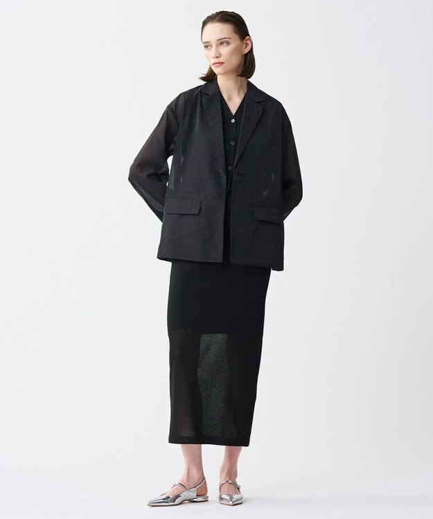 uncrave 【久慈暁子さん着用】シアーニット Iラインスカート ブラック（久慈暁子さん着用）