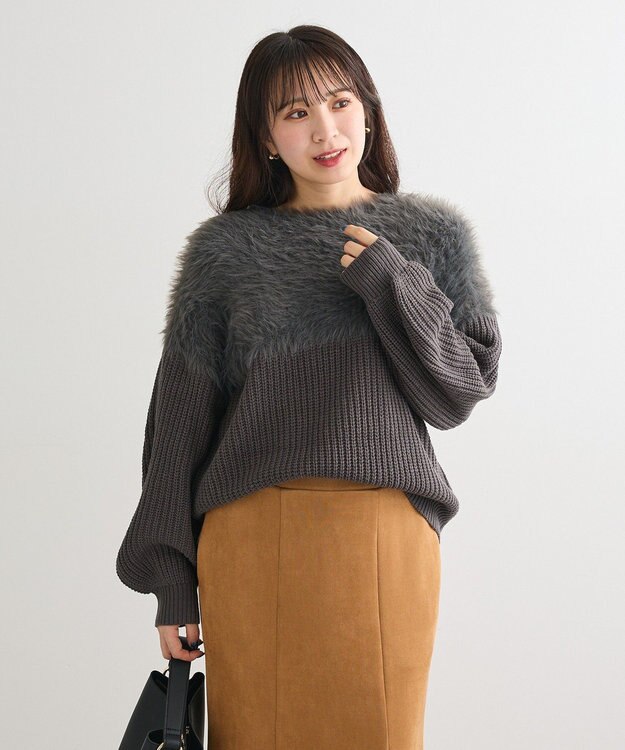 Green Parks ・Ｐｅｔｉｔ　Ｆｌｅｕｒ　シャギーキリカエニット Charcoal Gray