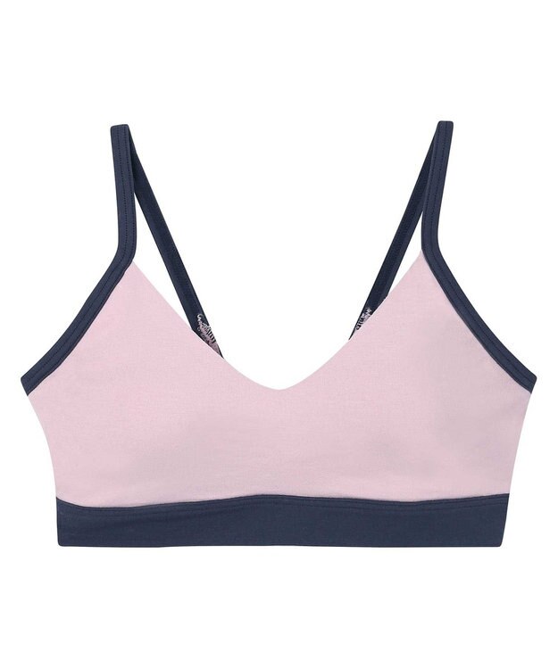 une nana cool 綿ベア天竺 カラーブロッキング ノンワイヤーブラジャー ピンク