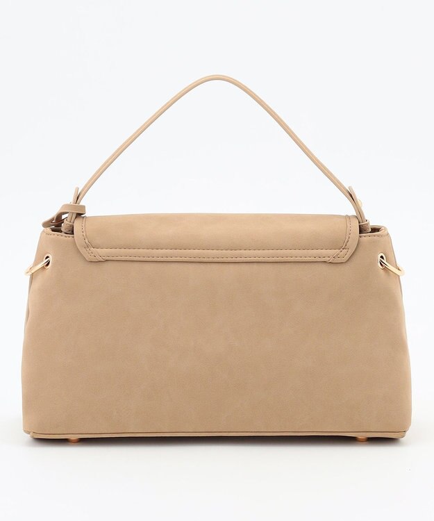 組曲 スエードライク トップハンドルバッグ ベージュ系