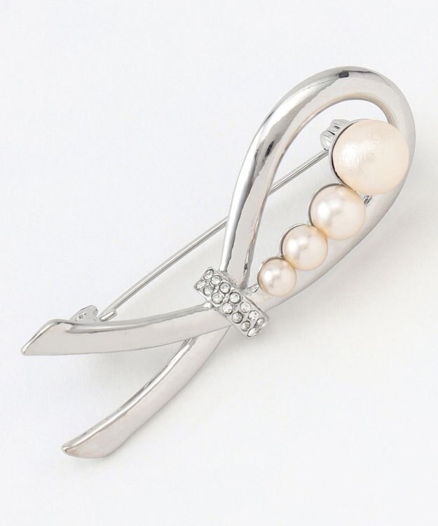 J.PRESS LADIES ハーフリボン ブローチ シルバー系