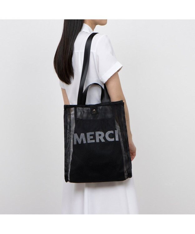 UNBILLION カシュカシュ cachecache / オーバープリントメッシュ2ハンドルトート ブラック