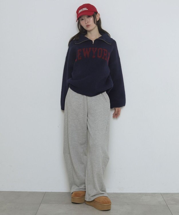 WEGO フラッフィーハーフジップニット ネイビー