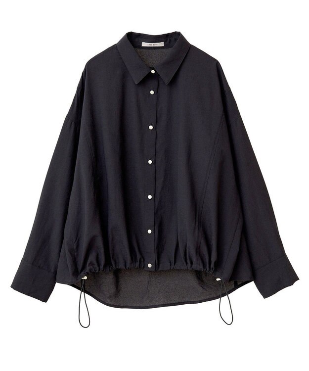 Green Parks 金ボタン裾ドロストシャツ Black