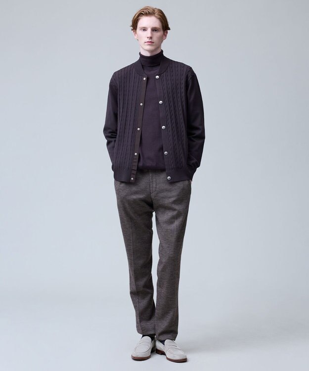 J.PRESS MEN 品よく暖かで首元からスマートに【ストレッチ / イージーケア】【FLEX YARN】タートルネック ニット ブラウン系