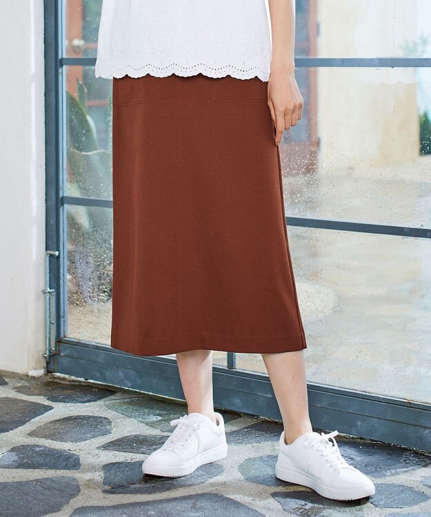 J.PRESS LADIES 【洗える】ライトカルゼハイゲージ スカート ブラウン系