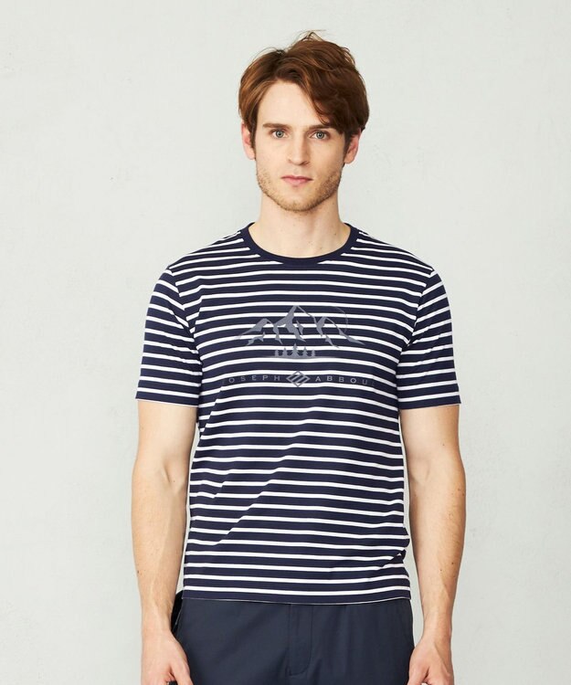 JOSEPH ABBOUD MOUNTAIN 【UNISEX】ギザンティ天竺ボーダー Tシャツ ネイビー系2