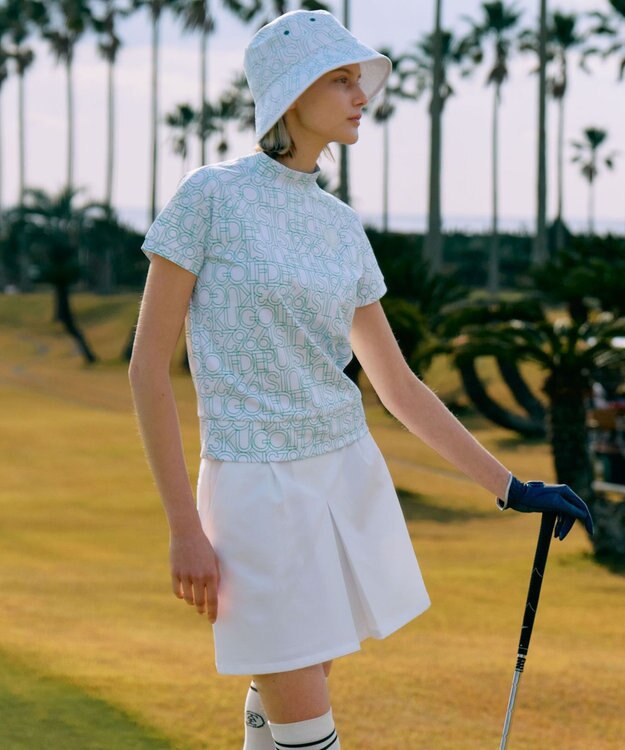 23区GOLF 【辻梨恵プロ着用】【WOMEN】ビッグロゴ モックネック 黄緑系5