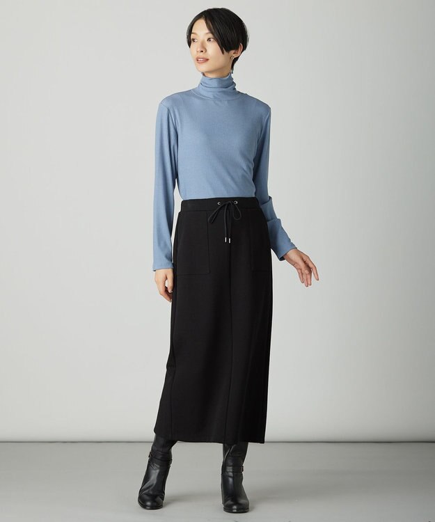 J.PRESS LADIES S カシミヤシルク シアーリブ タートル カットソー サックス系