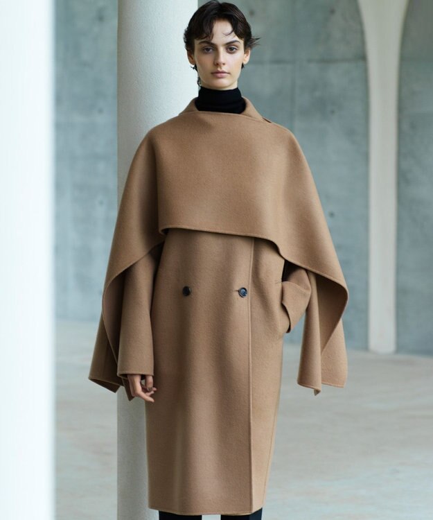 23区 S 【エステータ】ウールリバー ケープ付き コート ベージュ系